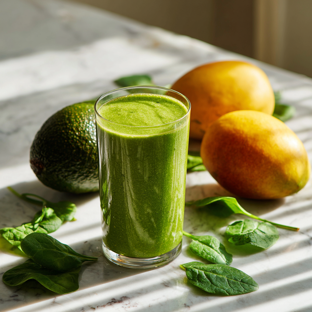 Island Green Smoothie Without Banana with avocado and greens